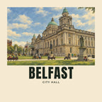 The printed design on the City Hall, Belfast tote, close up