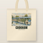 Cookham Bridge Tote Bag: natural cotton tote printed with our drawing of Cookham Bridge and the name COOKHAM