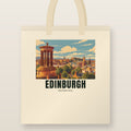 Calton Hill, Edinburgh Tote Bag: natural cotton tote printed with our drawing of Calton Hill and the name EDINBURGH
