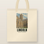 Lincoln Cathedral Tote Bag: natural cotton tote printed with our drawing of Lincoln Cathedral and the name LINCOLN
