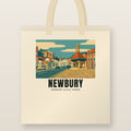 Newbury Clock Tower Tote Bag: natural cotton tote printed with our drawing of Newbury Clock Tower and the name NEWBURY