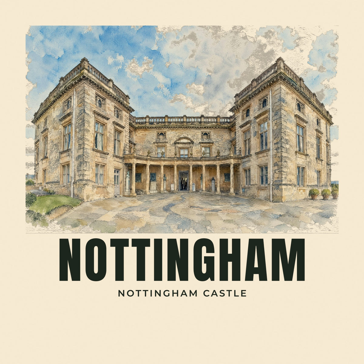 The printed design on the Nottingham Castle tote, close up