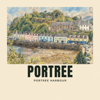 The printed design on the Portree Harbour tote, close up