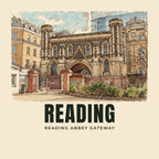 The printed design on the Reading Abbey Gateway tote, close up