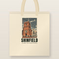 St Mary the Virgin Church, Shinfield Tote Bag: natural cotton tote printed with our drawing of St Mary the Virgin Church and the name SHINFIELD