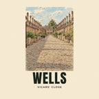 The printed design on the Vicars' Close, Wells tote, close up