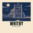 The printed design on the Whitby Abbey tote, close up