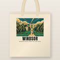 Windsor Castle from the Long Walk Tote Bag: natural cotton tote printed with our drawing of Windsor Castle from the Long Walk and the name WINDSOR
