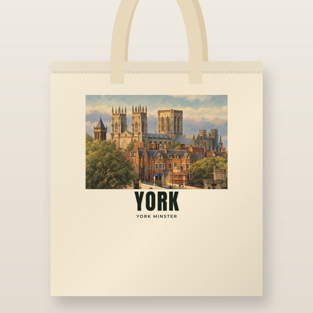 York Minster Tote Bag: natural cotton tote printed with our drawing of York Minster and the name YORK