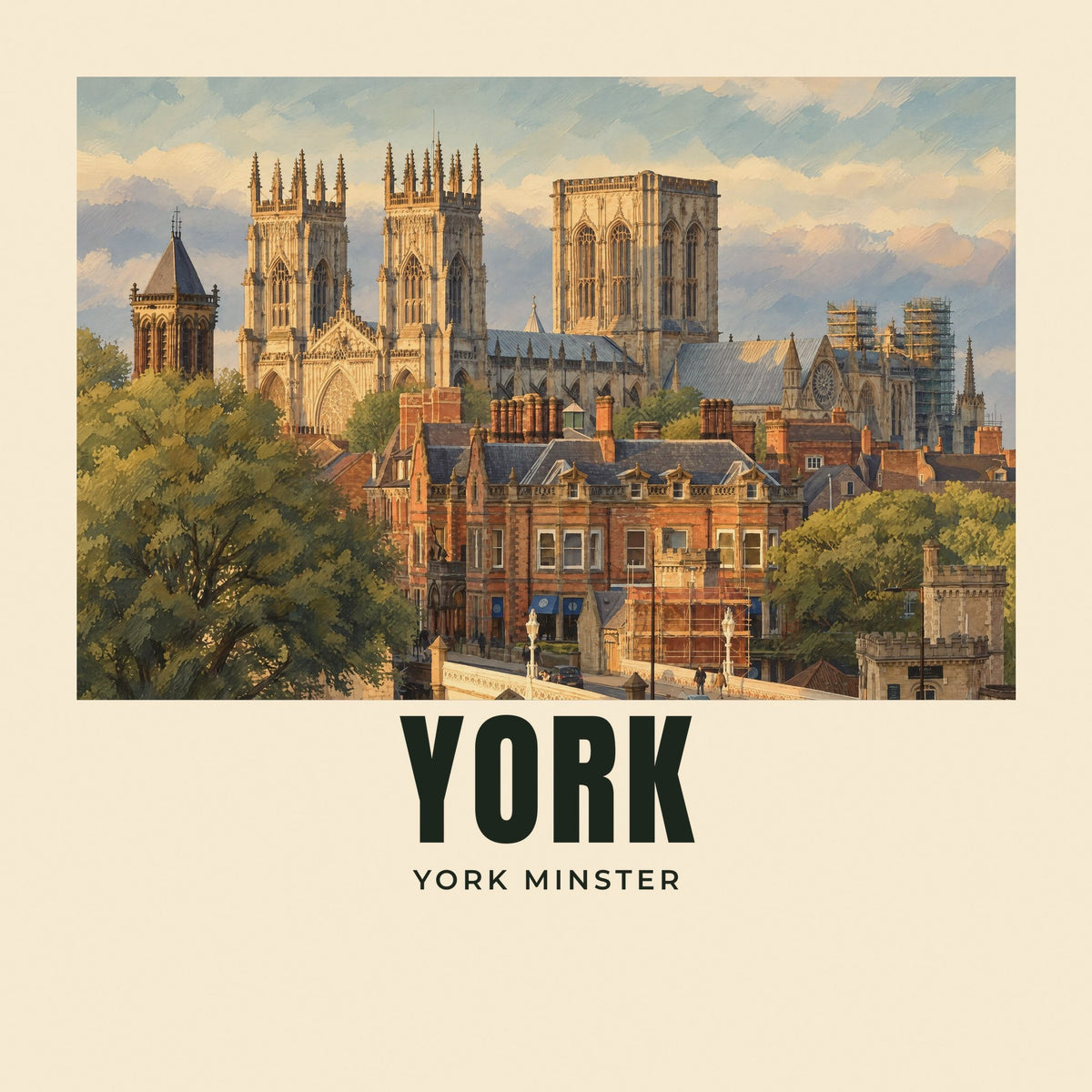 The printed design on the York Minster tote, close up