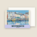 Weymouth Harbour winter Christmas card with its envelope