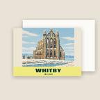 Whitby Abbey winter Christmas card with its envelope