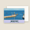 Whitby Harbour winter Christmas card with its envelope