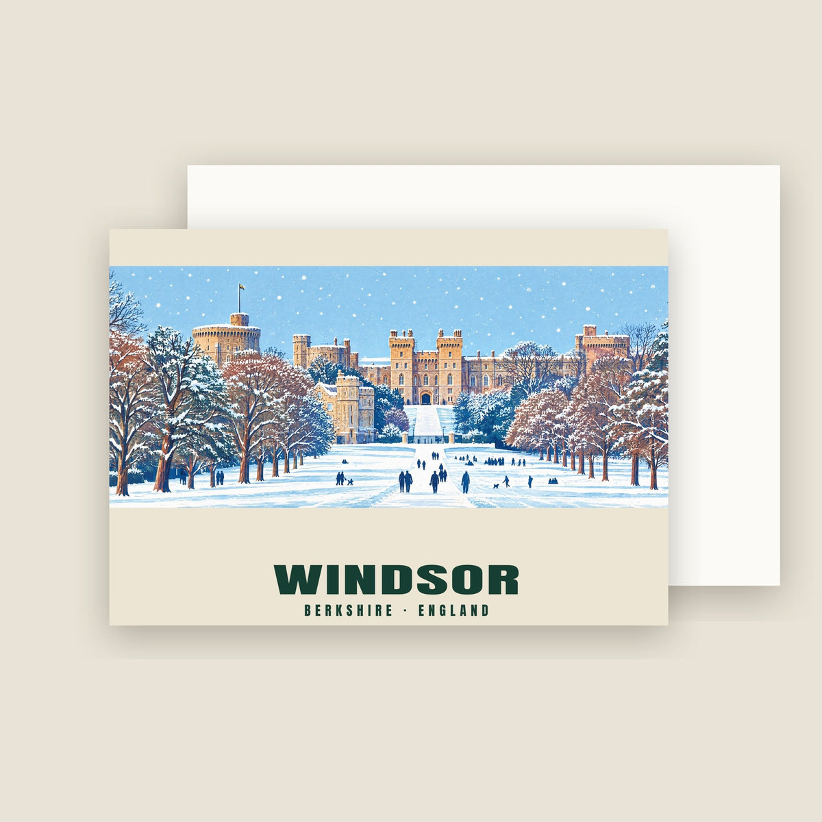 The Long Walk, Windsor winter Christmas card with its envelope