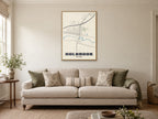 Holbrook Street Map Poster at A1, in a natural wood frame, in a sitting room