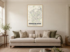 Houghton Regis Street Map Poster at A1, in a natural wood frame, in a sitting room