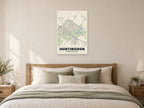 Huntingdon Street Map Poster at A1, as a poster, above a bed