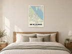 Hythe Street Map Poster at A1, as a poster, above a bed