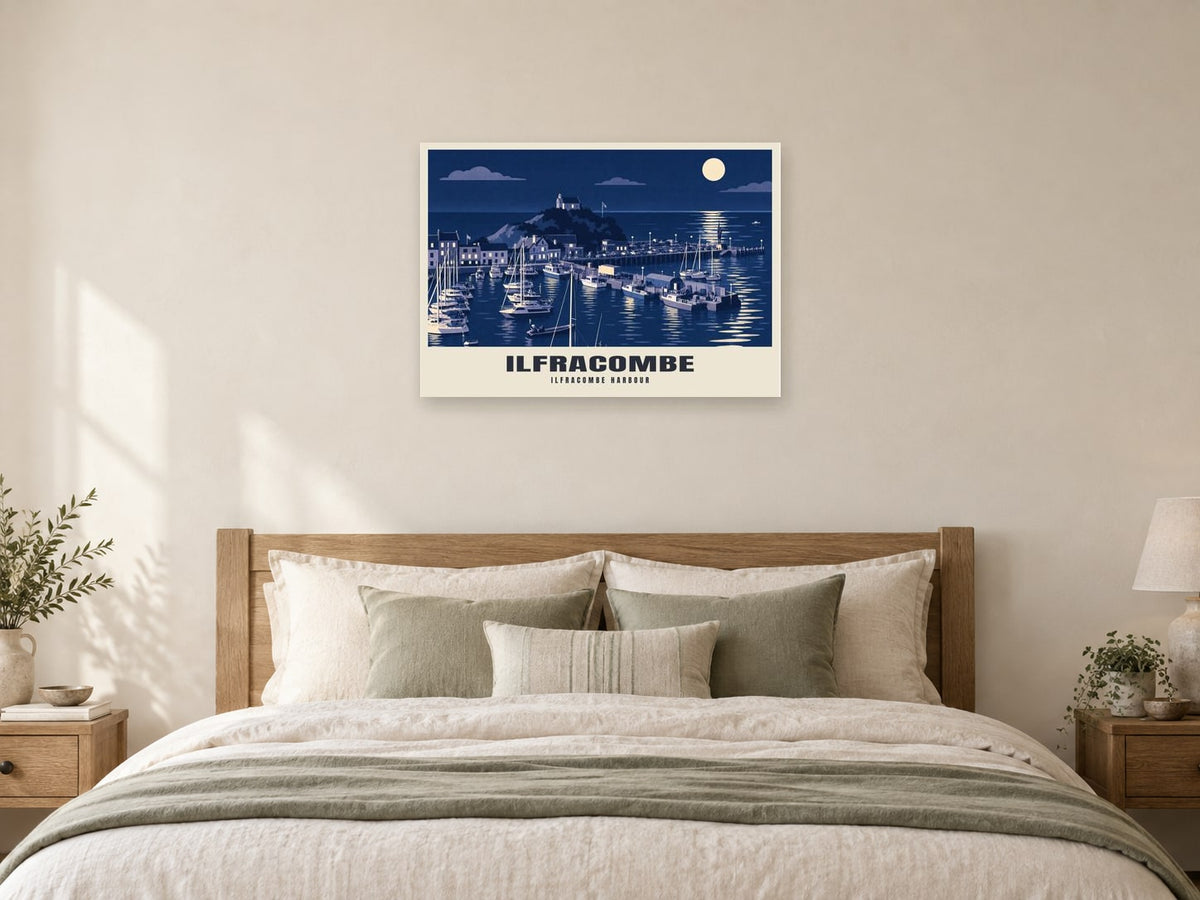 Ilfracombe harbour Poster at A1, as a poster, above a bed