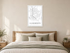 Illingworth Village Centre Street Map Poster at A1, as a poster, above a bed