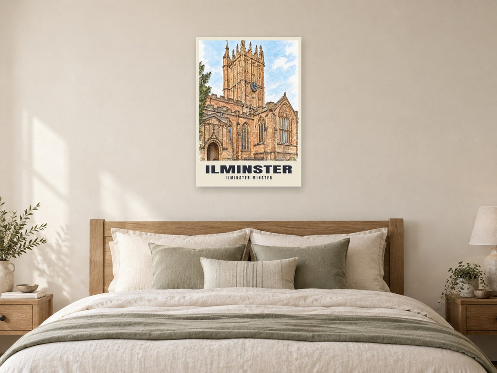 Ilminster Minster Poster at A1, as a poster, above a bed