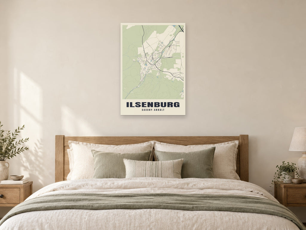 Ilsenburg Street Map Poster at A1, as a poster, above a bed