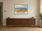 Neist Point, Isle of Skye Poster at A1, in a black frame, above a sideboard