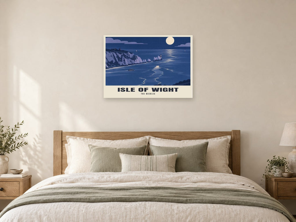 The Needles, Isle of Wight Poster at A1, as a poster, above a bed