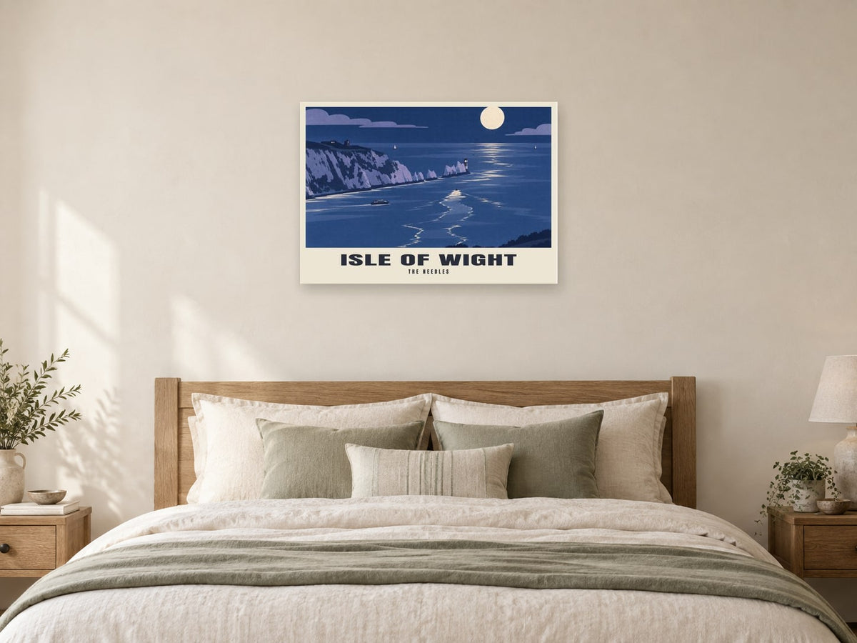 The Needles, Isle of Wight Poster at A1, as a poster, above a bed