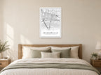 Jacksonville Downtown Street Map Poster at A1, as a poster, above a bed