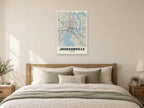 Jacksonville Street Map Poster at A1, as a poster, above a bed