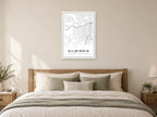 Kilbirnie Town Centre Street Map Poster at A1, as a poster, above a bed