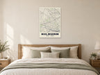 Kilburn Heritage Street Map Poster at A1, as a poster, above a bed