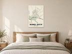 King City Street Map Poster at A1, as a poster, above a bed