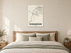 Kingman Street Map Poster at A1, as a poster, above a bed