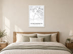 Kingsnorth Village Centre Street Map Poster at A1, as a poster, above a bed