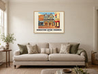 Kingston upon Thames Poster — Town Centre at A1, in a natural wood frame, in a sitting room