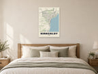 Kirkcaldy Street Map Poster at A1, as a poster, above a bed