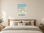 Kołobrzeg Street Map Poster at A1, as a poster, above a bed