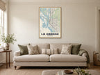 La Crosse Street Map Poster at A1, in a natural wood frame, in a sitting room