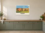 Lacock Abbey Poster at A1, in a white frame, in a kitchen