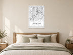 Lambeth Street Map Poster at A1, as a poster, above a bed