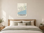 Lancing Street Map Poster at A1, as a poster, above a bed