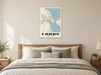 Larne Street Map Poster at A1, as a poster, above a bed