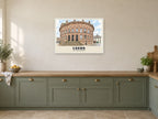 The Corn Exchange, Leeds Poster at A1, in a white frame, in a kitchen