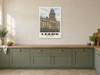 Leeds Town Hall Poster at A1, in a white frame, in a kitchen