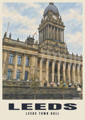Leeds Town Hall poster in the British Heritage style