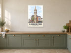 The Clock Tower, Leicester Poster at A1, in a white frame, in a kitchen