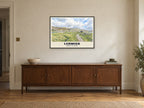 Broch of Clickimin, Lerwick Poster at A1, in a black frame, above a sideboard