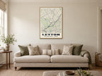 Leyton Heritage Street Map Poster at A1, in a natural wood frame, in a sitting room